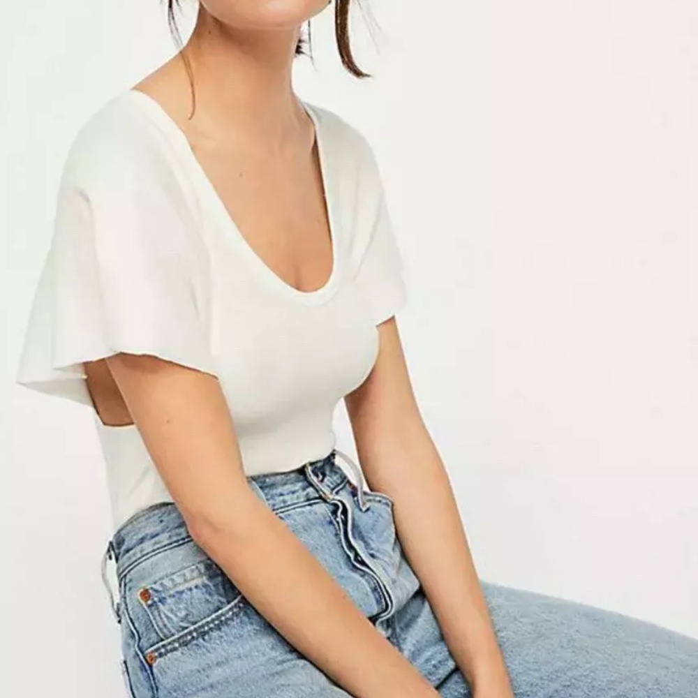 NWT Free People Intimately Batwing White Bodysuit